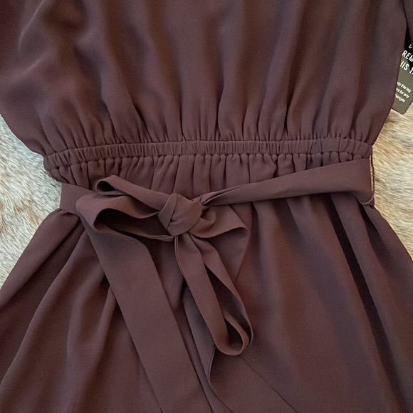 Express Plum V-Neck Elastic Tie Waist Long Sleeve Mini Dress Small NWT - Picture 5 of 10